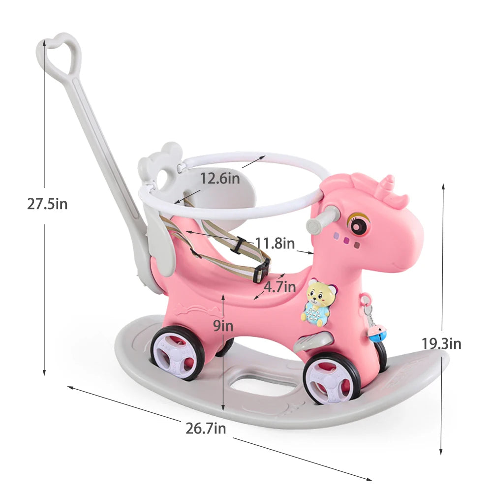 Rocking Horse for Toddlers, Balance Bike Ride On Toys and Balance Board for Baby Girl and Boy Plush