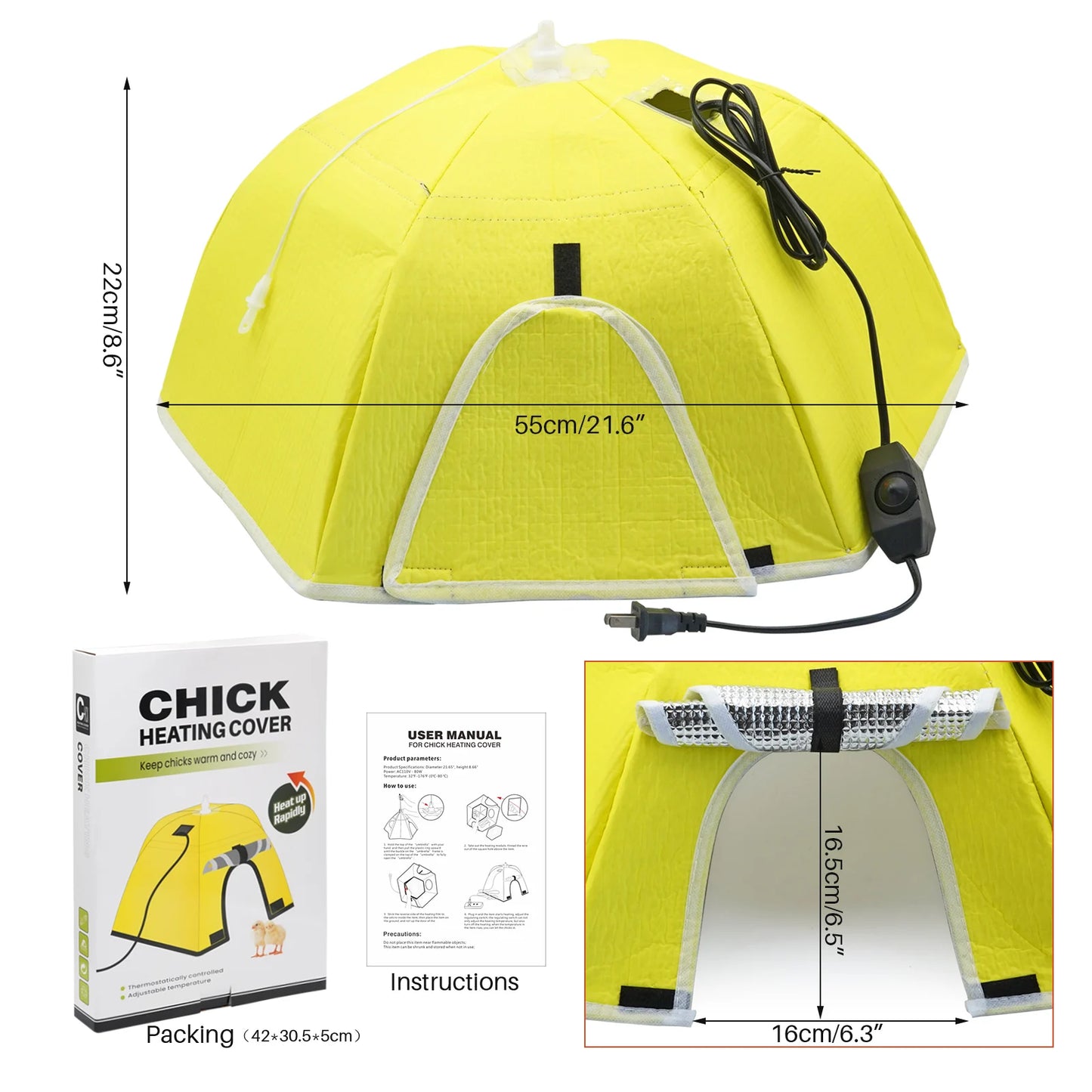 Electric Chick Brooder Heating Cover Chick Cage Heater Chicken Warmer Easy To Install Convenient Time-saving 110V/220V