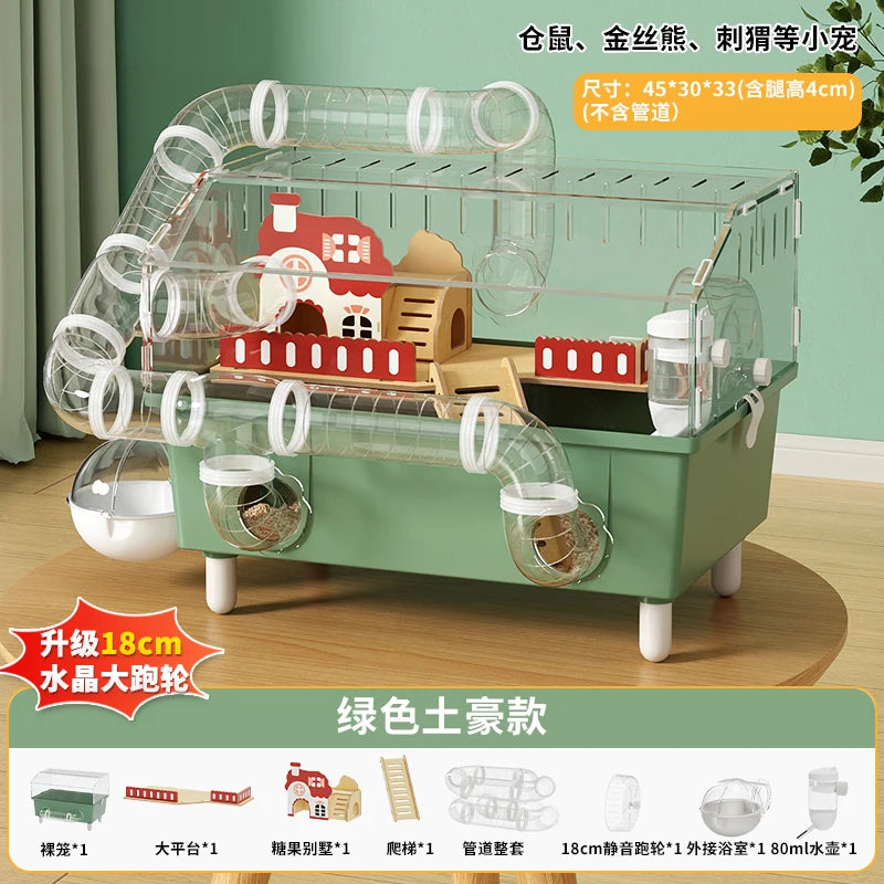 Transparent Acrylic Hamster House, with Tunnel,
