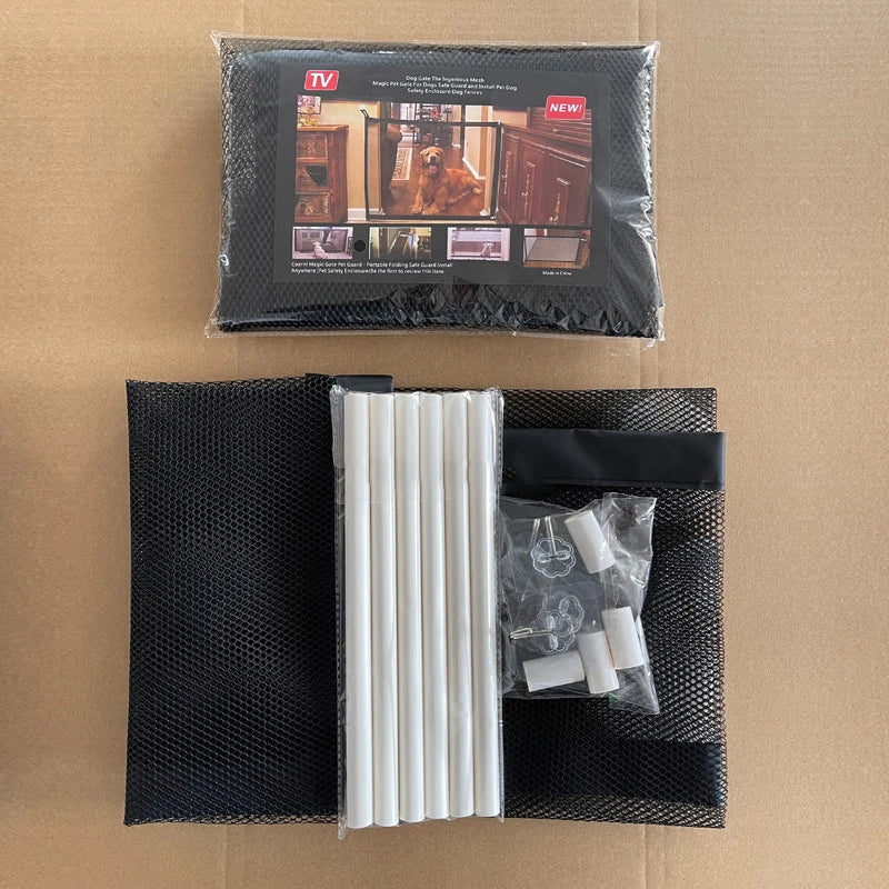 Dog Gate for Stairs Pet Gates for The House Dogs Screen Mesh Gate for Doorways Stairways With 4Pcs Hook Indoor Dog Safety Fence