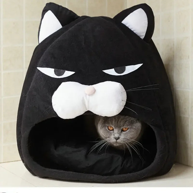 Warm Black Cat Shaped House/Bed For Cats Bed Cushion Sleeping Bag Mat Cat Accessories Pet  Bed Kennel