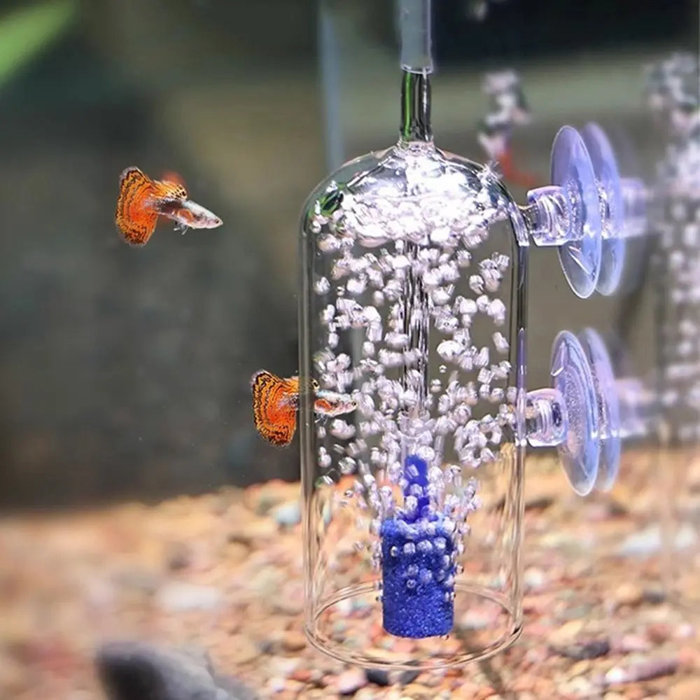 Crystal Glass Fish Tank Dissolved Oxygen Device Anti-Splash Design Preventing Water Splashing Fish Tank Oxygen Aerator