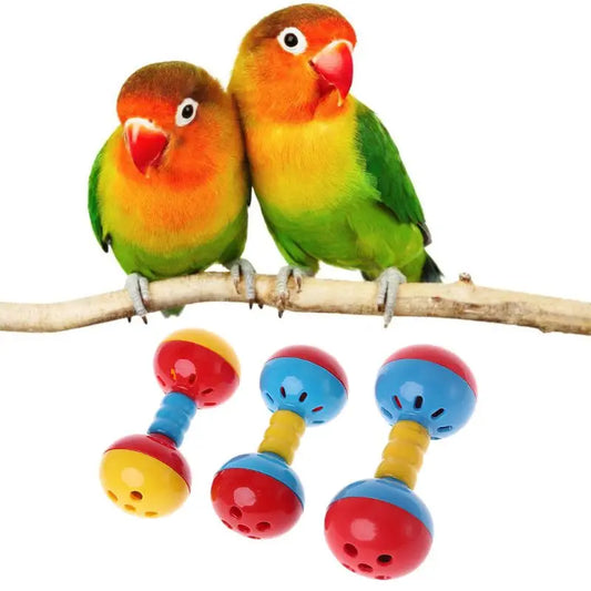 Bird  Colorful Plastics Interactive Dual Balls Parrot Toy for African Greys Cockatoo Small Medium Parrots