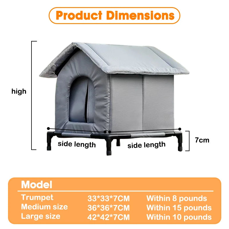All-Weather Stray Cat House, Winter Warm Insulated Waterproof Shelter, Foldable Washable Outdoor Kennel for Cats
