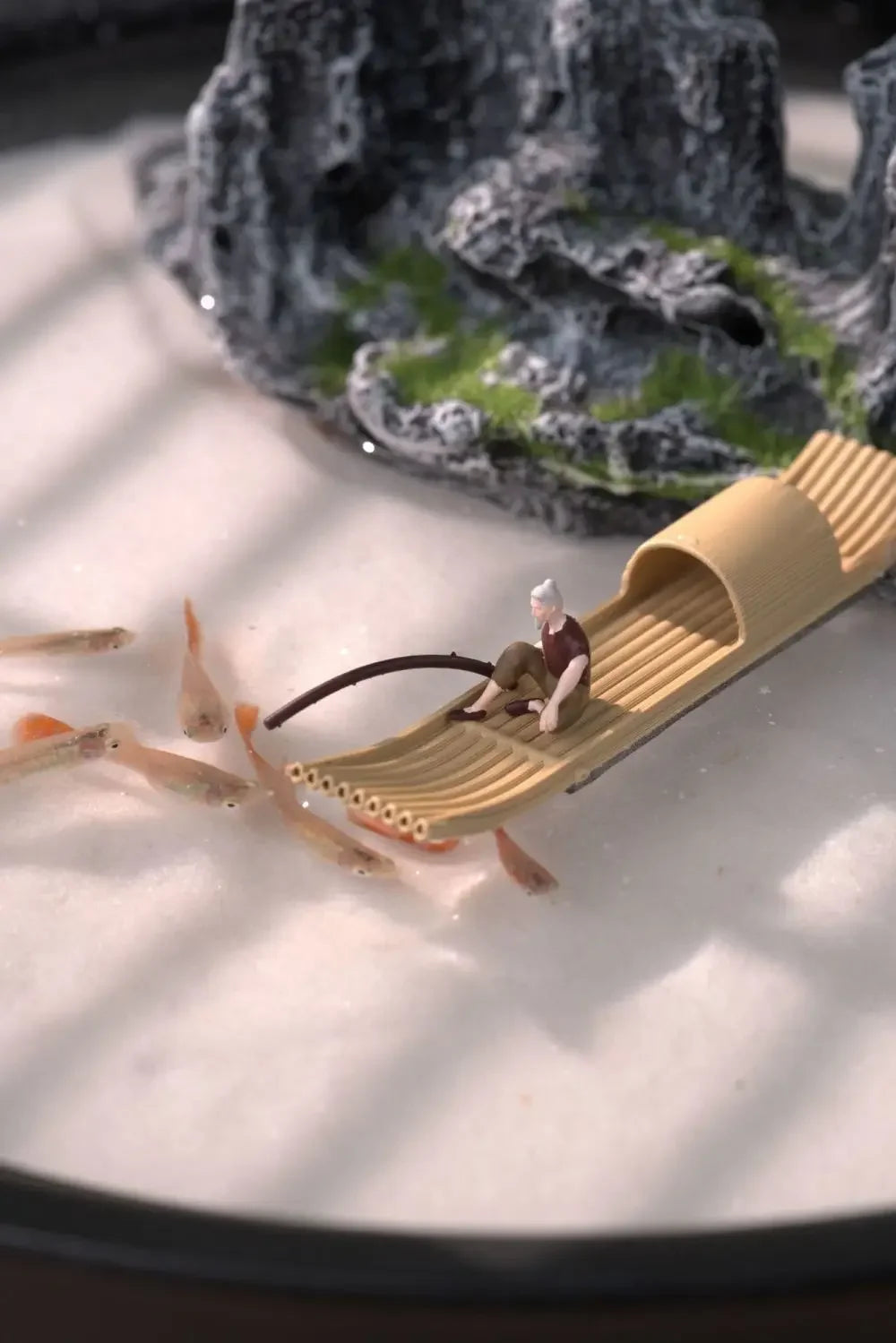 Floating Mini Boats Simulation Bamboo Raft for Fish Tank Bonsai Micro Landscape Decor Creative Decoration Aquarium Accessories