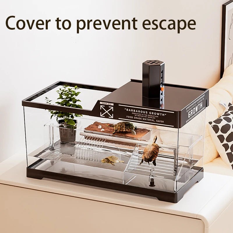 Reptile Terrariums Desktop Ecological Tank Amphibious Transparent Landscaping Terrariums Turtle Tarantulas Geckos Breeding Box