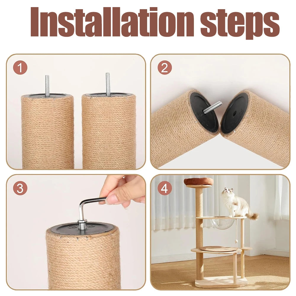 2PCS cat scratch pole, DIY accessories for cat climbing frame, suitable for cat climbing frame or Replacing Old and Damaged Cat Scratch Poles