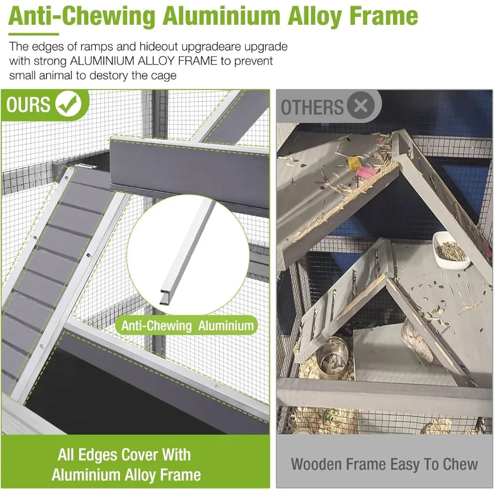 Large Critter Nation Cage for Chinchillas, Ferrets, Rats, Squirrels & Chameleons | Anti-Chew Design, Movable for Small Animals