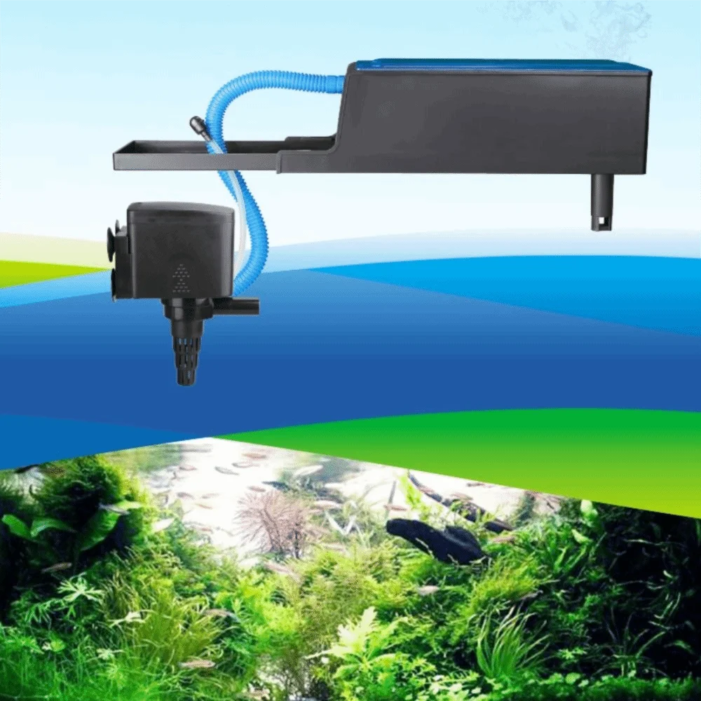 Wall Mounted Fish Tank Filters Built-in Circulating Waterfall Filter Box Silent With Water Pump Circulating Water Purifier