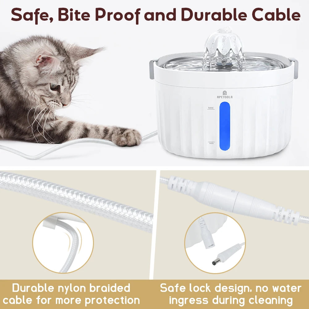 Cat Water Fountain Automatic Pet Water Dispenser for Cats Dogs with Stainless Steel Tray 6-level Filtering System fp10