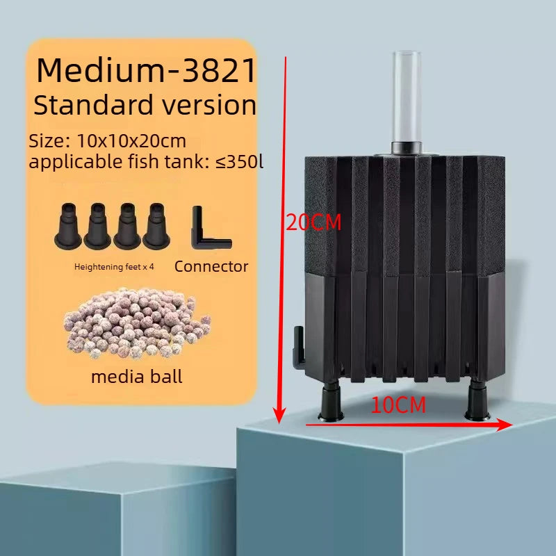 Big Aquarium Sponge Filter For Fish Tank Air Pump Skimmer Biochemical Sponge Filter With Media Ball Aquarium Bio Filter