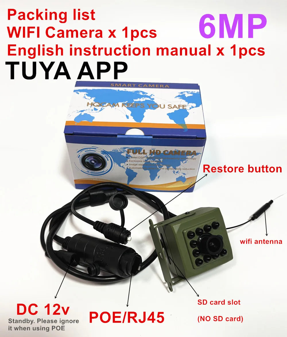 6MP 4MP POE 2K Tuya Mini Wireless WiFi IP Camera Bird Cage CIRCUT Night Vision Small Size Bird Nest Home Security CCTV Smart Life