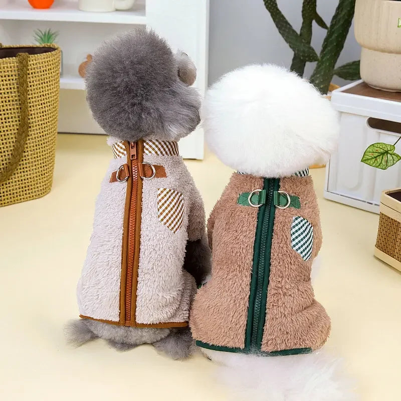 Towable Pet Jumpsuit with Buckle Winter Warm Puppy Dog Suit Clothes for Small Dogs Yorkshire Shih Tzu Overalls Clothing