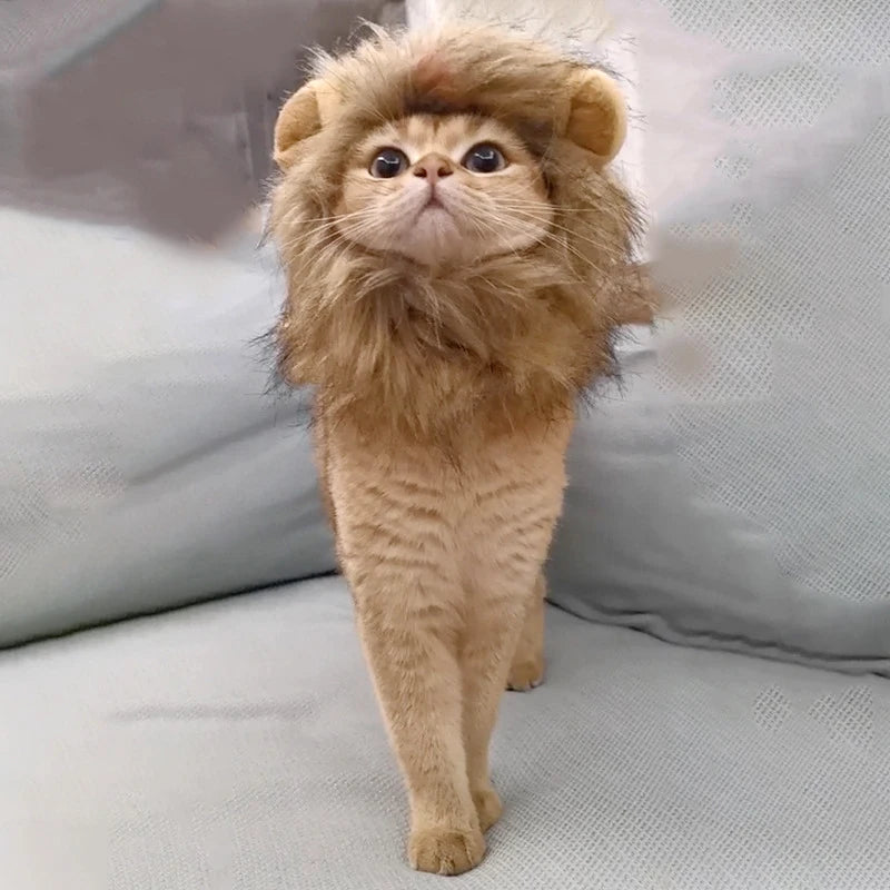 Cat Cosplay Dress Up Pet Hat Lion Mane for Cat Puppy Lion Wig Costume Party Decoration Halloween Christmas Cat Pet Supplies