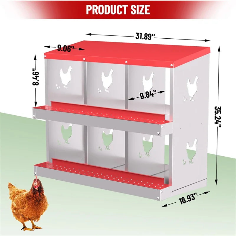 Nesting Boxes for Chickens, Compartment Chicken Nesting Box, Metal Chicken Laying Boxes with Perch, Secure Lid, Versatile Wall