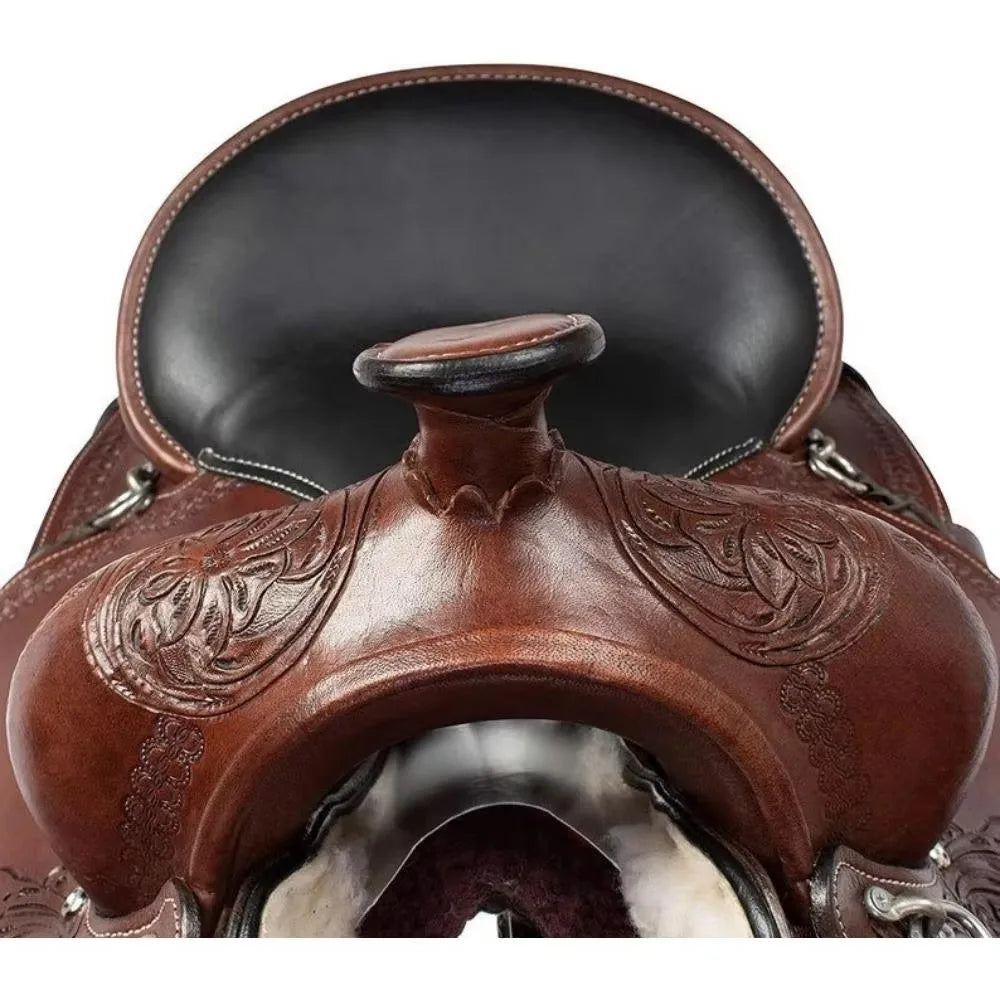 Premium Western Horse Saddle With Reinforced Tree And Breathable Seat For Cowgirl Riding Western Genuine Leather