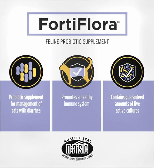 30 Count (Pack of 1) Supplements FortiFlora Cat Probiotic Supplement for Cats with Diarrhea - 30 ct. Box