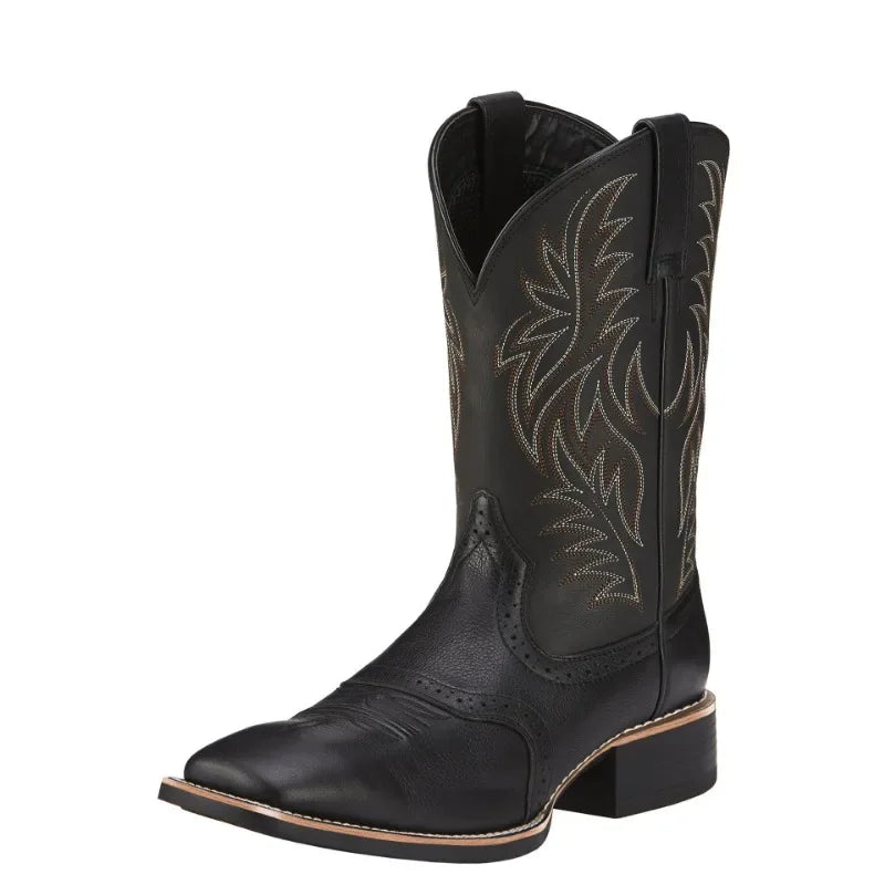 Men High Boots Embroidery Retro Handmade Men's Boots Western Cowboy Boot Pointed Toe Boots Hand Stitching Outdoor Men's Shoes