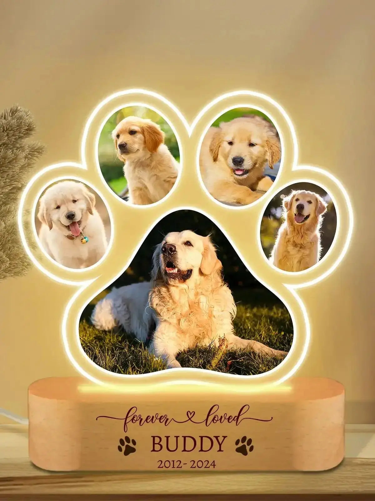Custom Dog Photo Night Light Pet Memorial Gift Lights Up Pet Memorial Plaque Cat Photo Gift Personalized Gift for Pet Loss