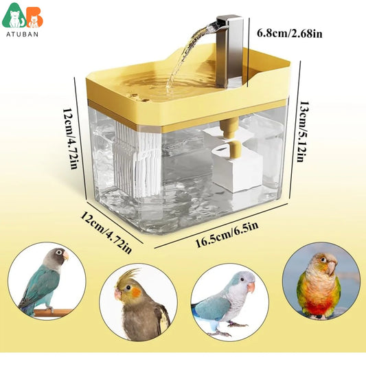 ATUBAN Automatic Parakeet Bird Bath with Pump, Bird Shower Fountain Indoor Bathtub with Running Water, Parrot Bath Tub Faucet