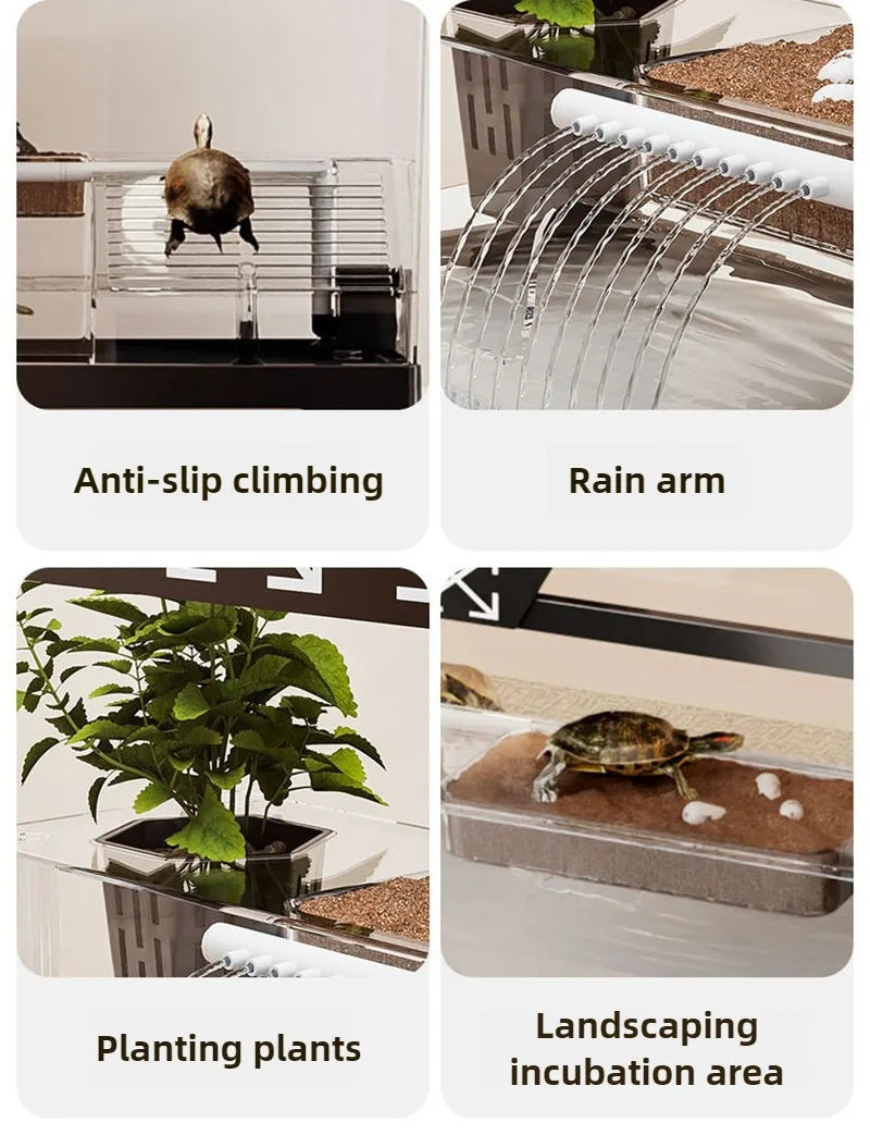 Reptile Terrariums Desktop Ecological Tank Amphibious Transparent Landscaping Terrariums Turtle Tarantulas Geckos Breeding Box