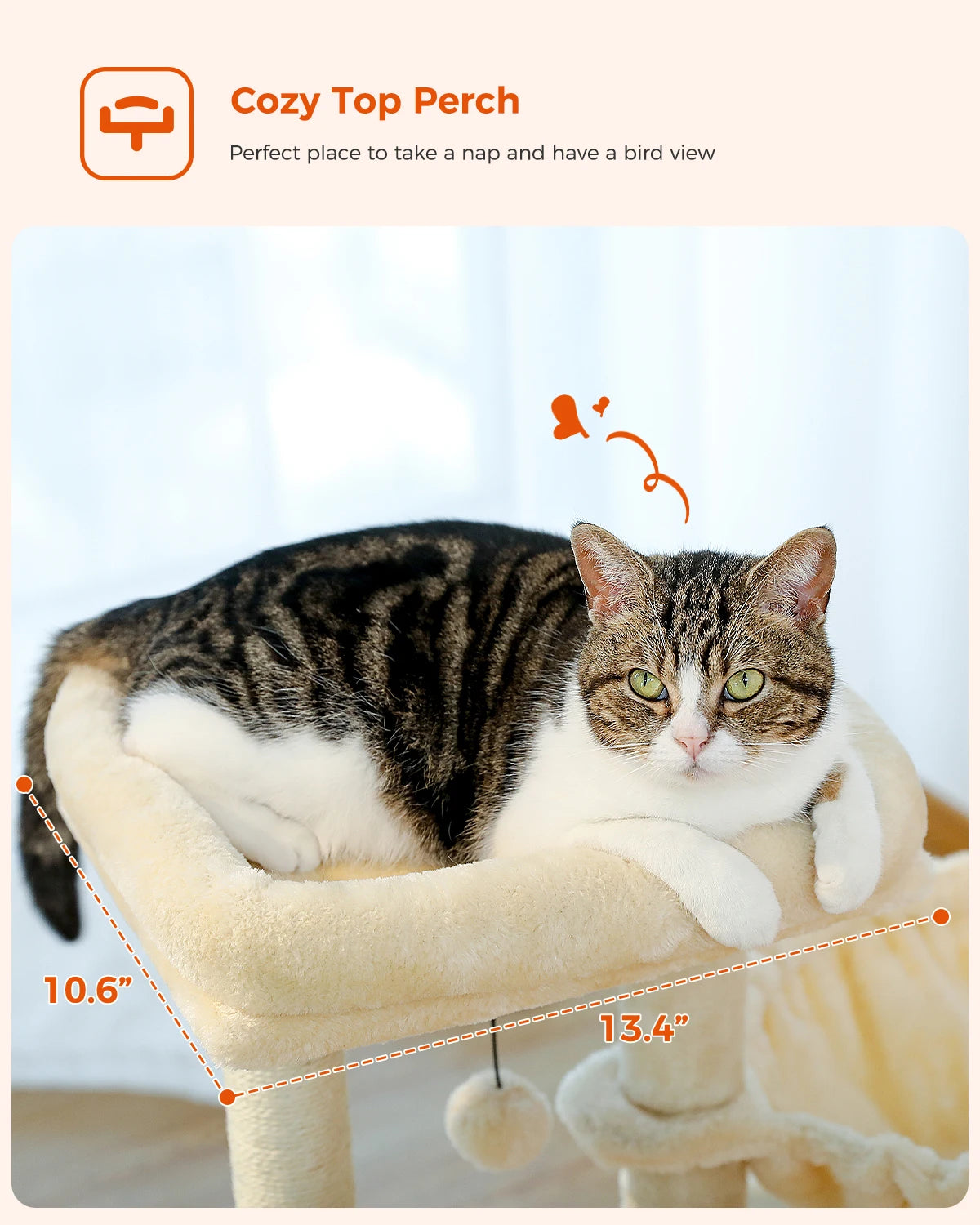 Cat tree Cat Tower for Indoor Cats Cat Activity Tree with Cat Scratching Posts Big Hammock and Removable Top Perch