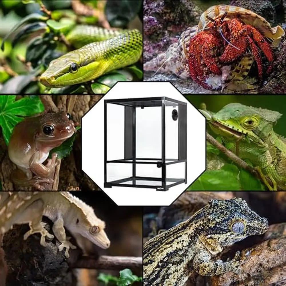 Glass Reptile Terrarium 30 Gallon Rainforest Habitat Tank 18" x 18" x 24" UVB Infrared Ventilation Front Opening Door Lizard
