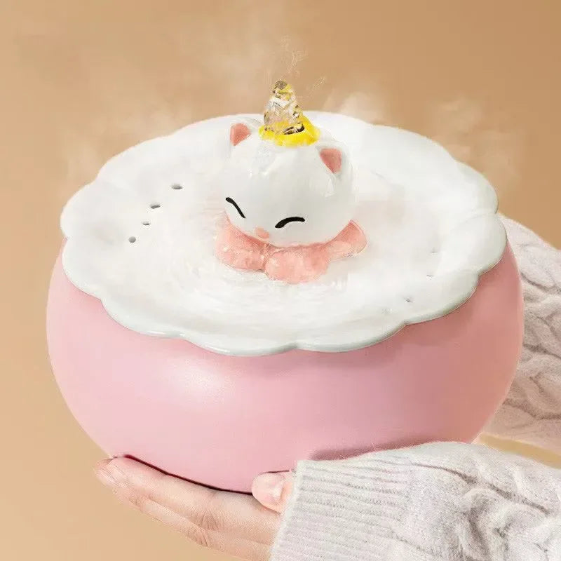 Drinker For Cat Pet Fountain Ceramic Winter Warm, Smart Auto Pet Water Dispenser 30℃ Heated, Cat Drinking Bowls Kitten Water Bowls