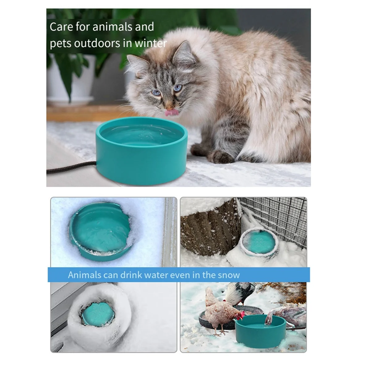 A59T Heated Pet Bowl - 3.2L for Dog Cats, Heated Pets Bowl, Outdoor Water Bowl for Chicken Duck Squirrel US Plug