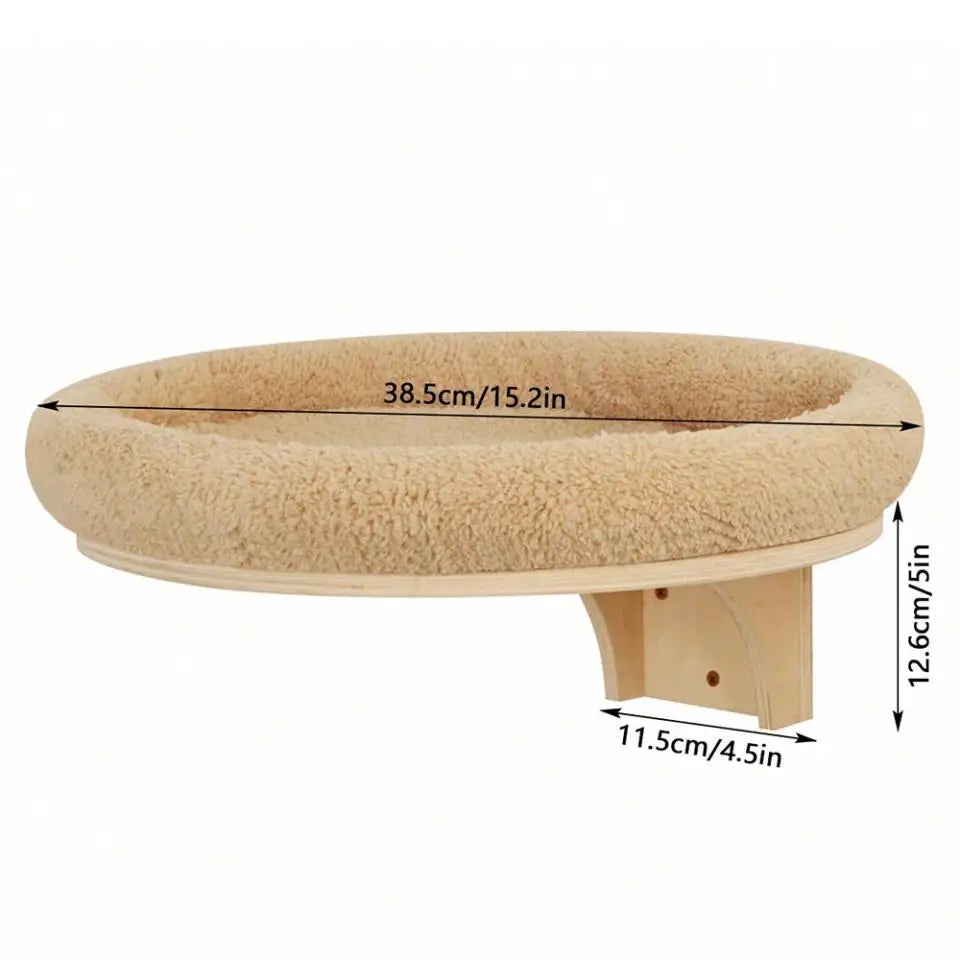 Wall-Mounted Cat Hammock Cradle Cat Climbing Frame Floating Shelf Solid Wood Cats Scratch Posts for Sleeping and Playing Toy