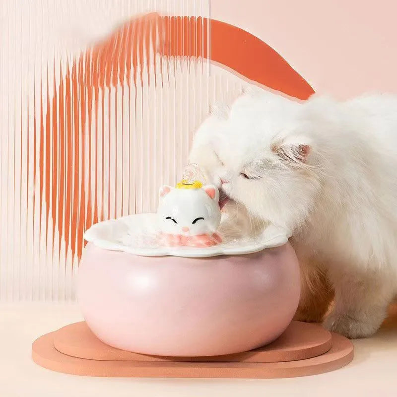 Drinker For Cat Pet Fountain Ceramic Winter Warm, Smart Auto Pet Water Dispenser 30℃ Heated, Cat Drinking Bowls Kitten Water Bowls