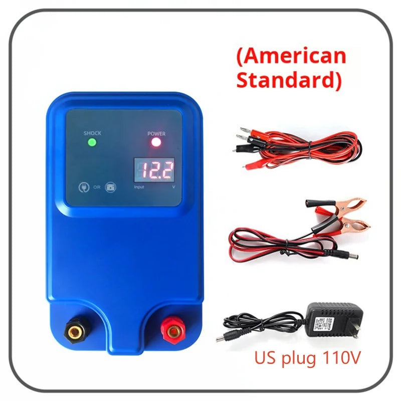 10km 1.5J Electric Fence Energizer Farm Animals Electronic Pulse Fence Controller for Cattle Sheep Livestock Pasture Fence Device 12V