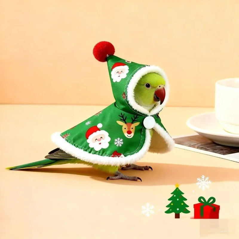 Cockatiel Christmas Clothes Thick and Warm Bird Cloak Windproof Christmas Cloak Parrot Supplies Pet Products 1pcs