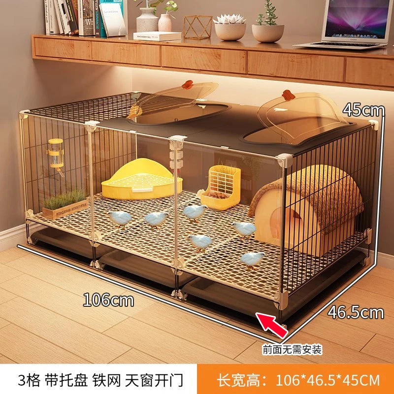 Large Quail Cage with 2-Tier Wire Floor & Droppings Tray, Ventilated Chicken Coop Foldable Breeding Box Educational Kids Project