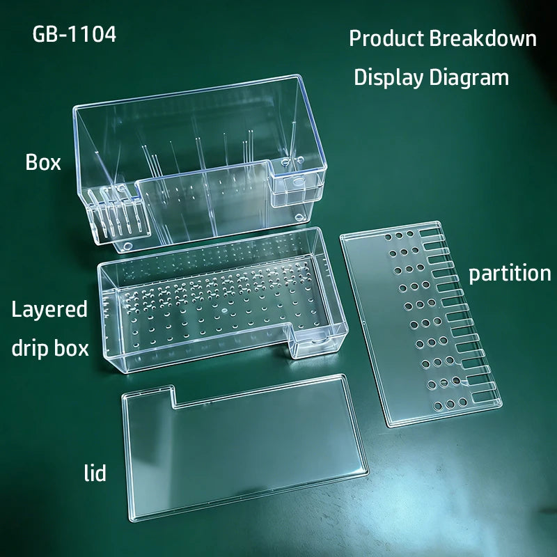 2-Tier Dry-Wet Separation Aquarium Filter Box Ultra-Quiet Wall-Mounted 3-in-1 Drip Filter Box for Small Medium Fish Turtle Tanks