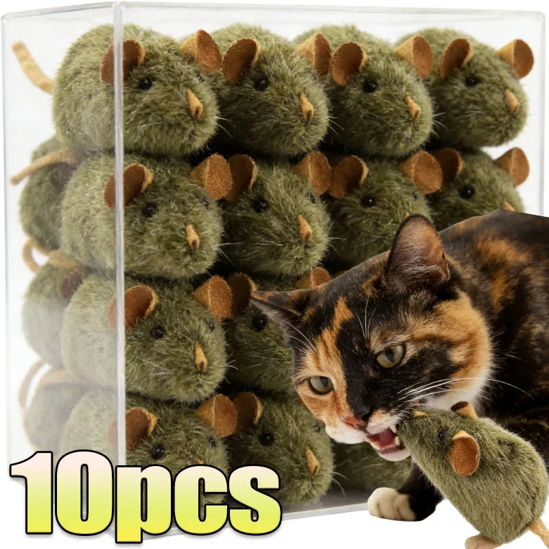 Interactive Plush Mouse Cat Chew Toy Simulated Squeaking Mice Bite-resistant Kitten Toy Kitten Biting Running Rat Toy Pet Supply
