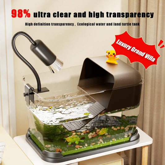 New Household Brazilian Turtle Ecological Landscape Tank Turtle Specific Feeding Tank With Tape Platform Amphibious Turtle Tanks