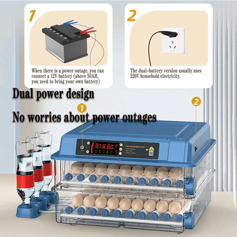 Intelligent Egg Incubator 6/9/12/15/24/36/48/56/64/98/120/128/152/176/192 Eggs for Ostrich Chicken Duck and other Birds