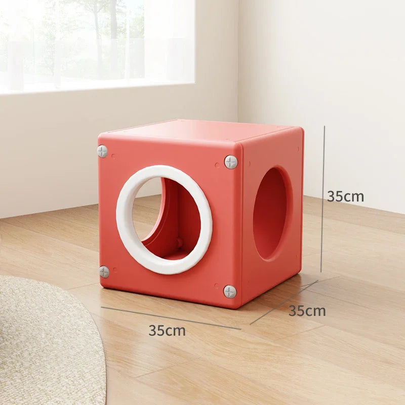 Resin Cat Tunnel, Transparent Space Capsule Cat Modular Durable Hideaway Bed   Coffee Table Side Cabinet for Pets
