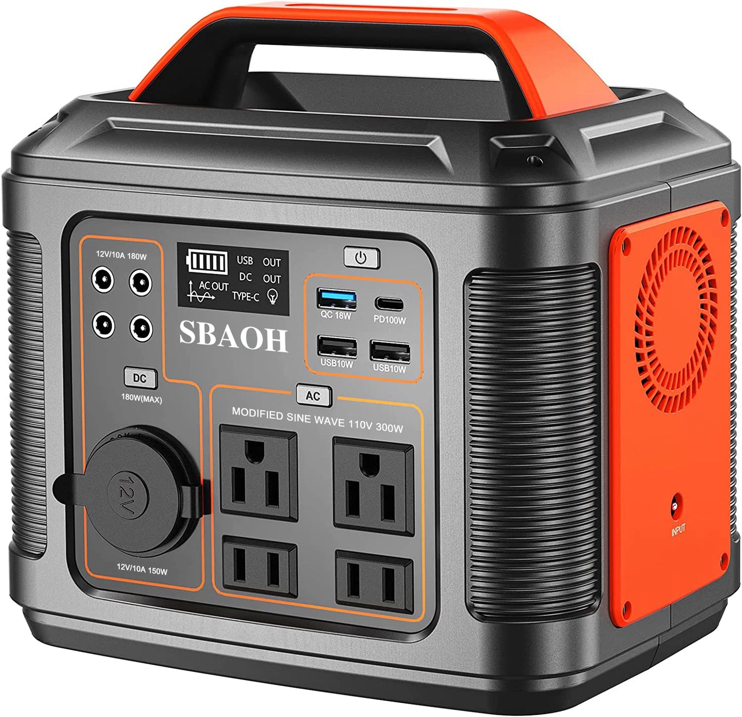 Portable Power Station, 300W 296W Solar Generator Quick Charge / 110V AC Outlets/DC Ports and LED Flashlight, Lithium Battery