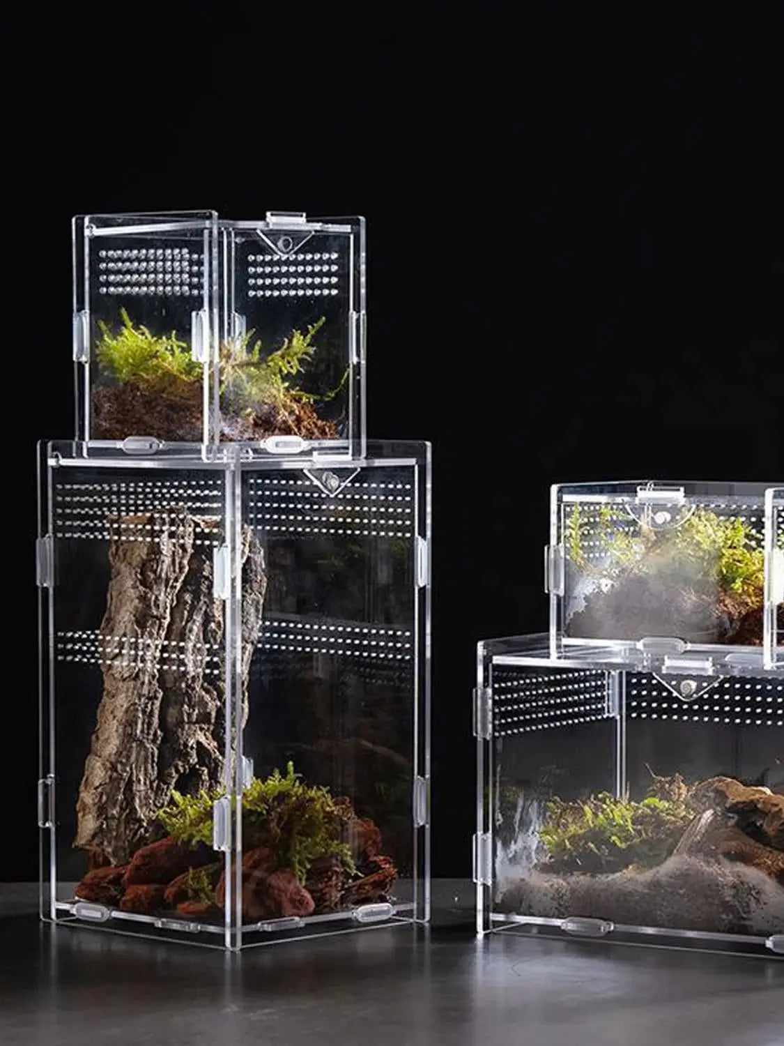 Acrylic Transparent Reptile Terrarium Breeding Box Turtle Cage Nano Arboreal Tarantula Bearded Dragon Reptiles Habitat