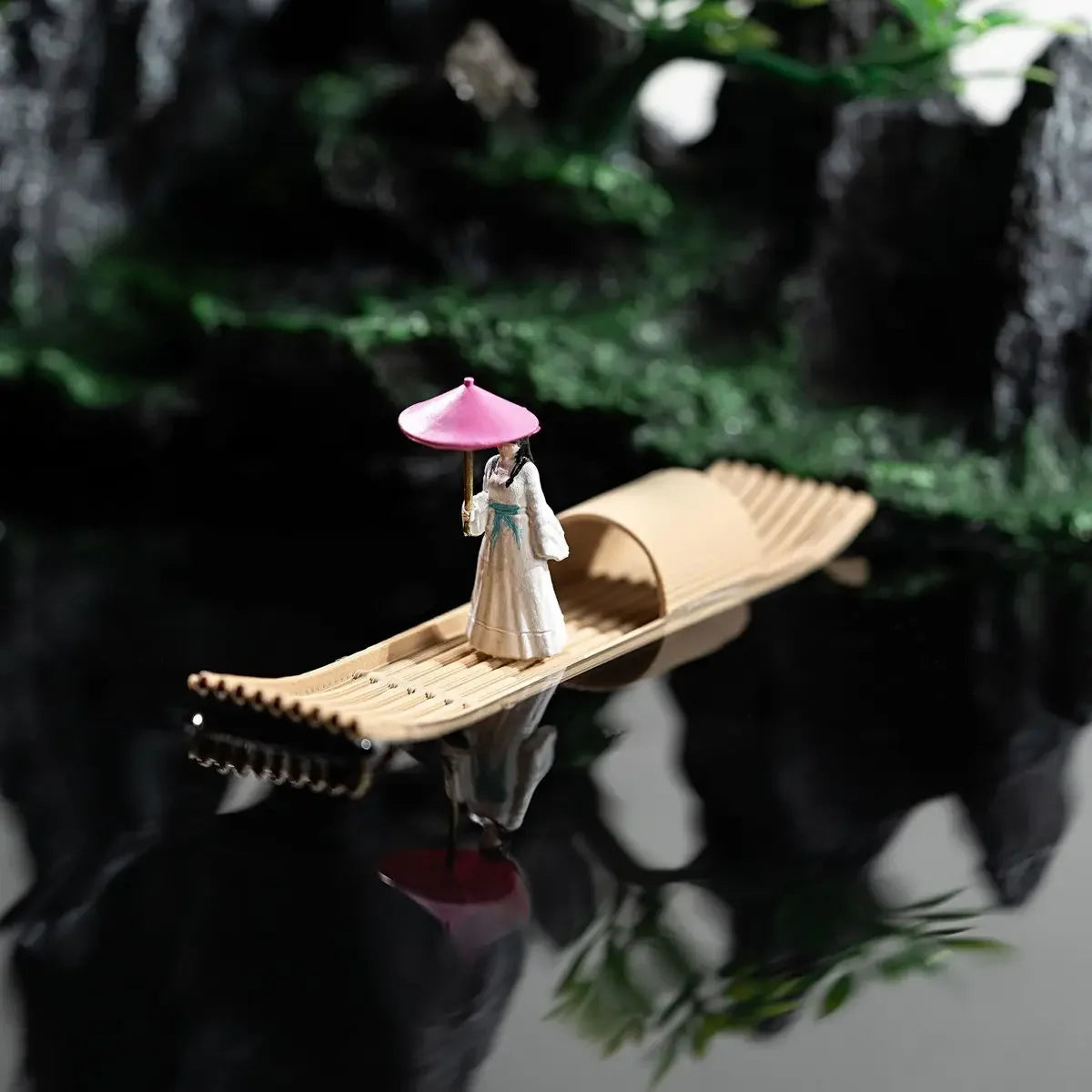 Floating Mini Boats Simulation Bamboo Raft for Fish Tank Bonsai Micro Landscape Decor Creative Decoration Aquarium Accessories