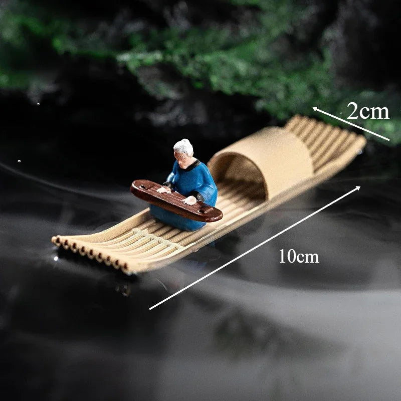 Floating Mini Boats Simulation Bamboo Raft for Fish Tank Bonsai Micro Landscape Decor Creative Decoration Aquarium Accessories