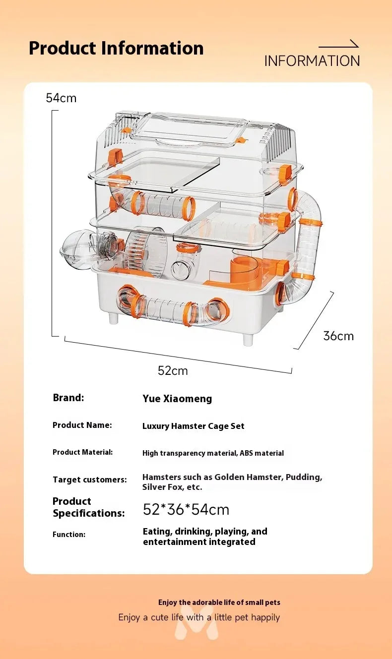 Hamster Cage Large Luxury Villa Three-layer Acrylic Panoramic Transparent Golden Bear Special Nest