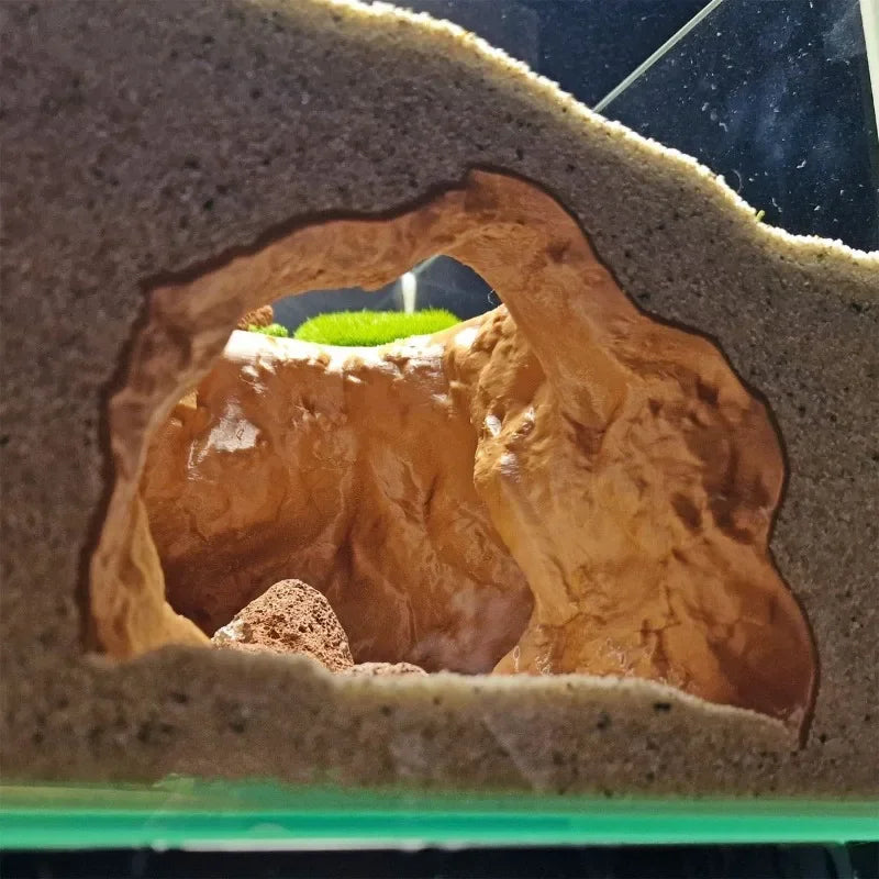 Realistic Cave Landscape Ornament - Multi-Use Hideaway for Fish Shrimp Turtle in Aquarium & Reptile Tank