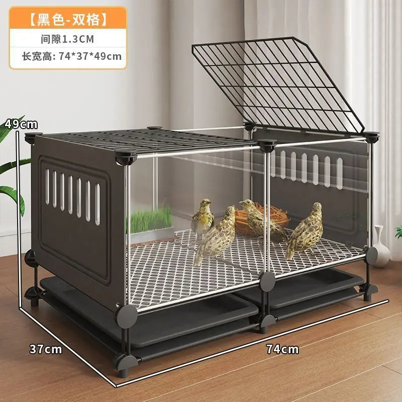 Premium Quail Cage with Pulley Droppings Tray - Indoor Large Chicken Coop Protecting Chicks Feet Mesh Predator Proof Secure Run