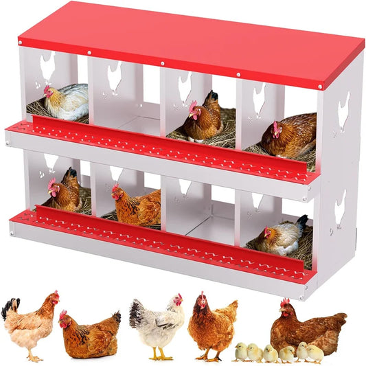 Nesting Boxes for Chickens, Compartment Chicken Nesting Box, Metal Chicken Laying Boxes with Perch, Secure Lid, Versatile Wall