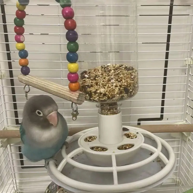 Automatic Bird Feeder with Anti-Scatter Dispenser for Cage with Hanging Hook
