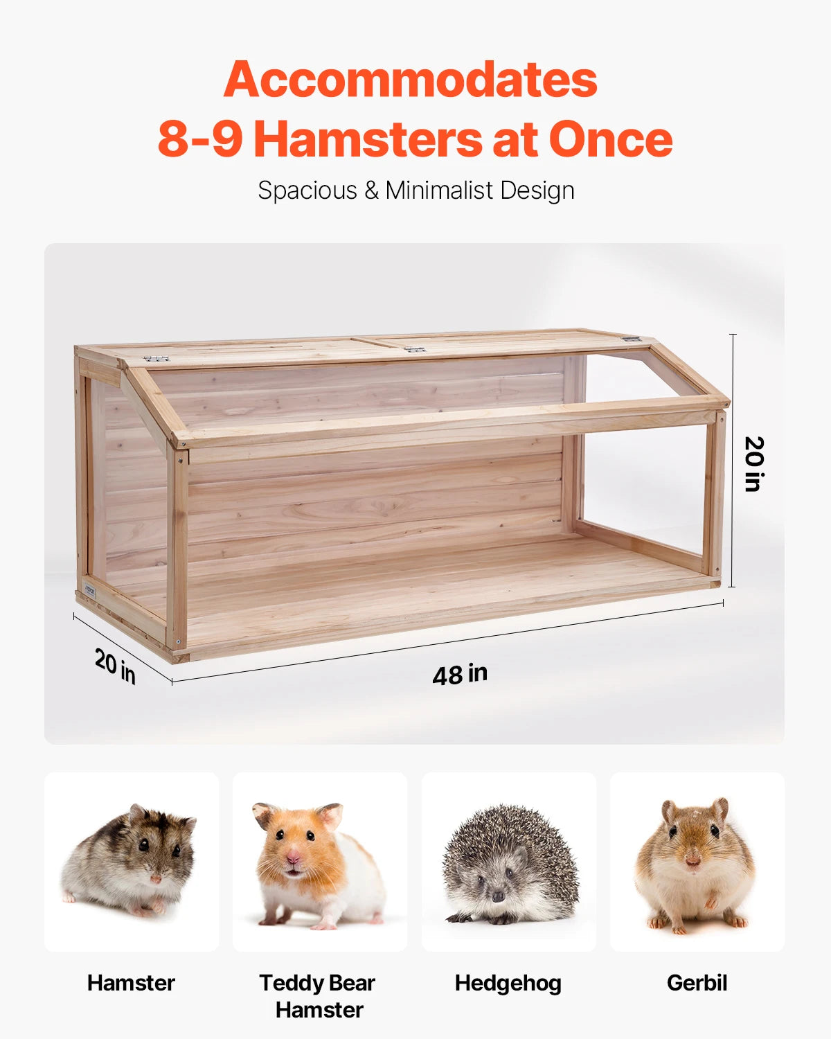 VEVOR Wooden Hamster Cage 270° Viewing Hamster Habitat Hamster Cages with Openable Top Ventilated Animal Cage for Gerbils Mice