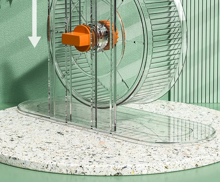 Hamster Silent Exercise Wheel - Dual ABEC-7 Bearings & Adjustable Stand, Extra Wide 28cm for Syrian/ Roborovski hamster, Anti-Shock Base
